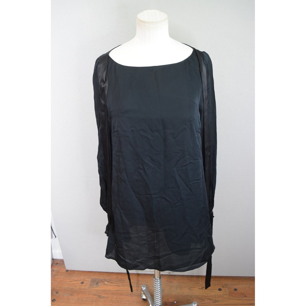 Stone Cold Fox Mini Dress Small Black Bow Cuff Long Sleeve Womens LBD Classic - Picture 1 of 5